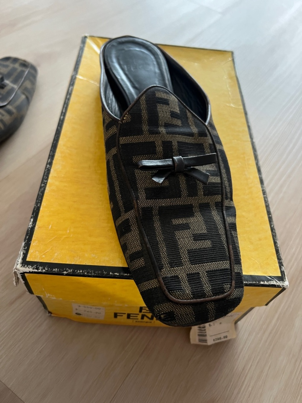 Fendi Wonens Brown/Black Monogram Slip-On Mules - Picture 5 of 6